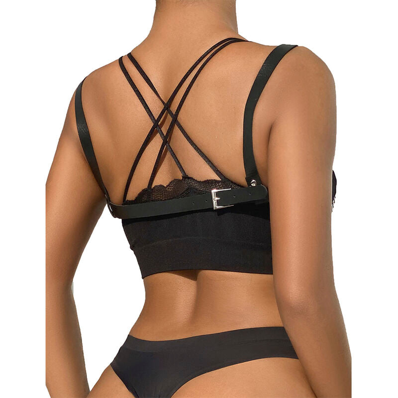 SUBBLIME - 953713 CEINTURE PUNK BONDAGE BOUCLE MÉTAL NOIRE TAILLE UNIQUE - Sensualia