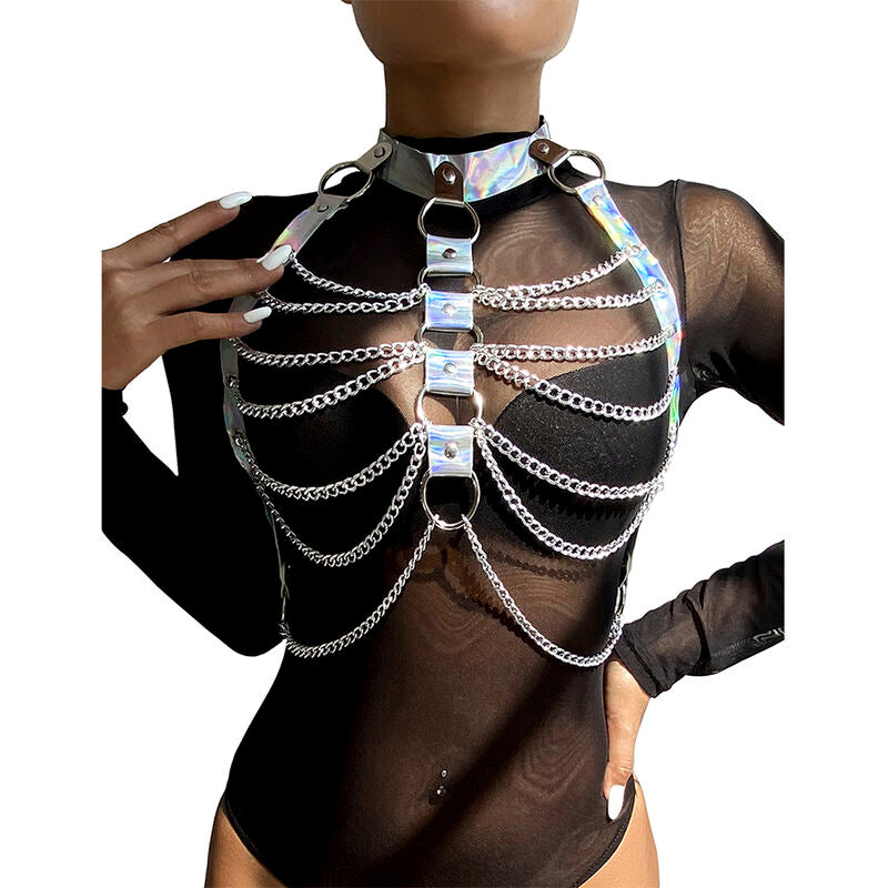 SUBBLIME - 953737 HARNAIS DE POITRINE AVEC ANNEAUX ET CHAÎNES ARGENT TAILLE UNIQUE - Sensualia