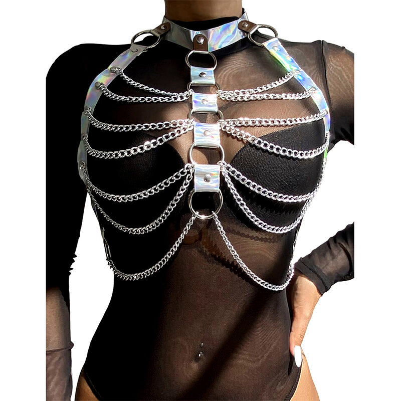 SUBBLIME - 953737 HARNAIS DE POITRINE AVEC ANNEAUX ET CHAÎNES ARGENT TAILLE UNIQUE - Sensualia