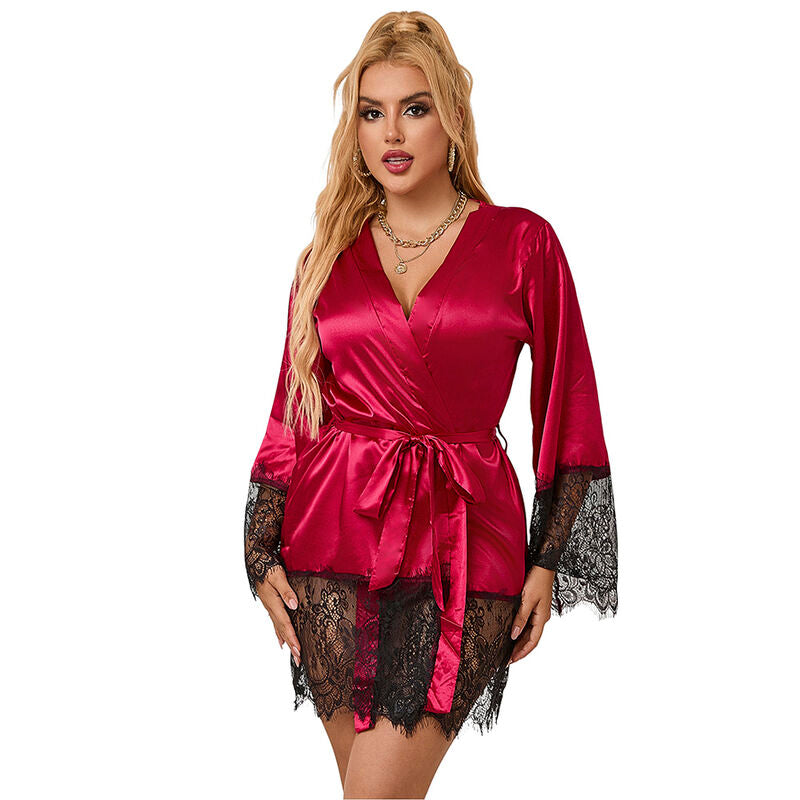 SUBBLIME - 953829 PYJAMA DENTELLE ÉLÉGANT + STRING ROUGE L/XL - Sensualia
