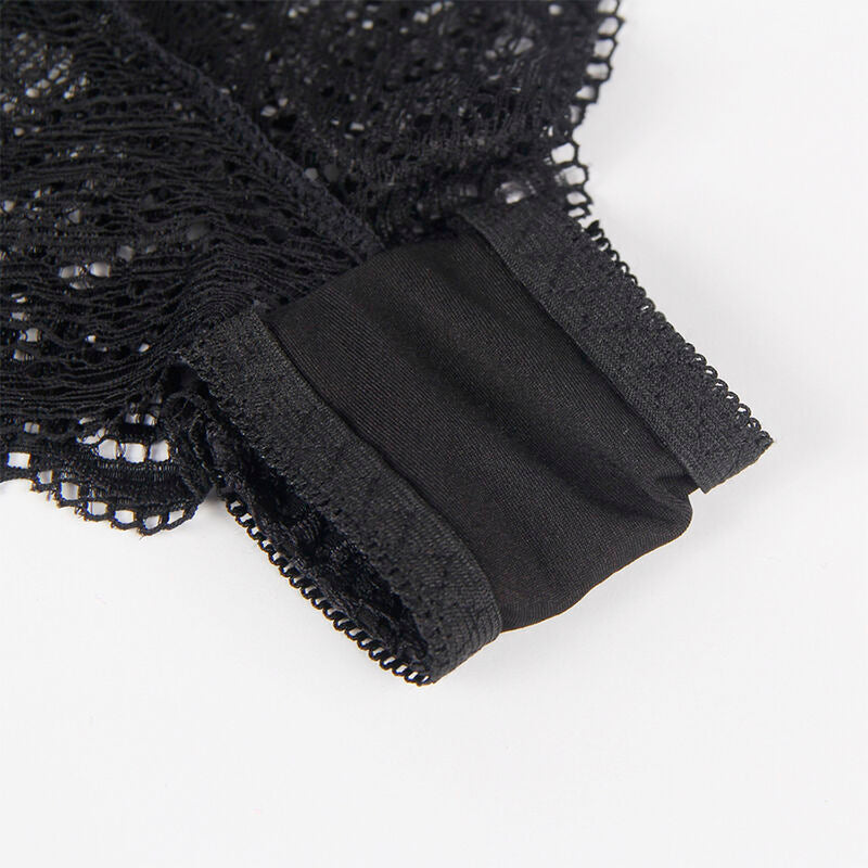 SUBBLIME - 953911 CHEMISIER DE NUIT EN SOIE ET DENTELLE + CULOTTE NOIRE S/M - Sensualia