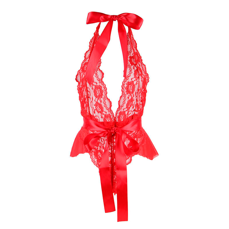 SUBBLIME - 953973 BODY SEXY A VOLANTS + CEINTURE ROUGE S/M - Sensualia