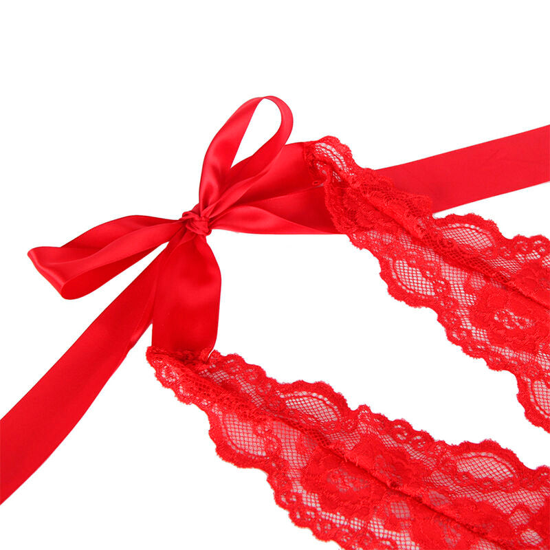SUBBLIME - 953973 BODY SEXY A VOLANTS + CEINTURE ROUGE S/M - Sensualia