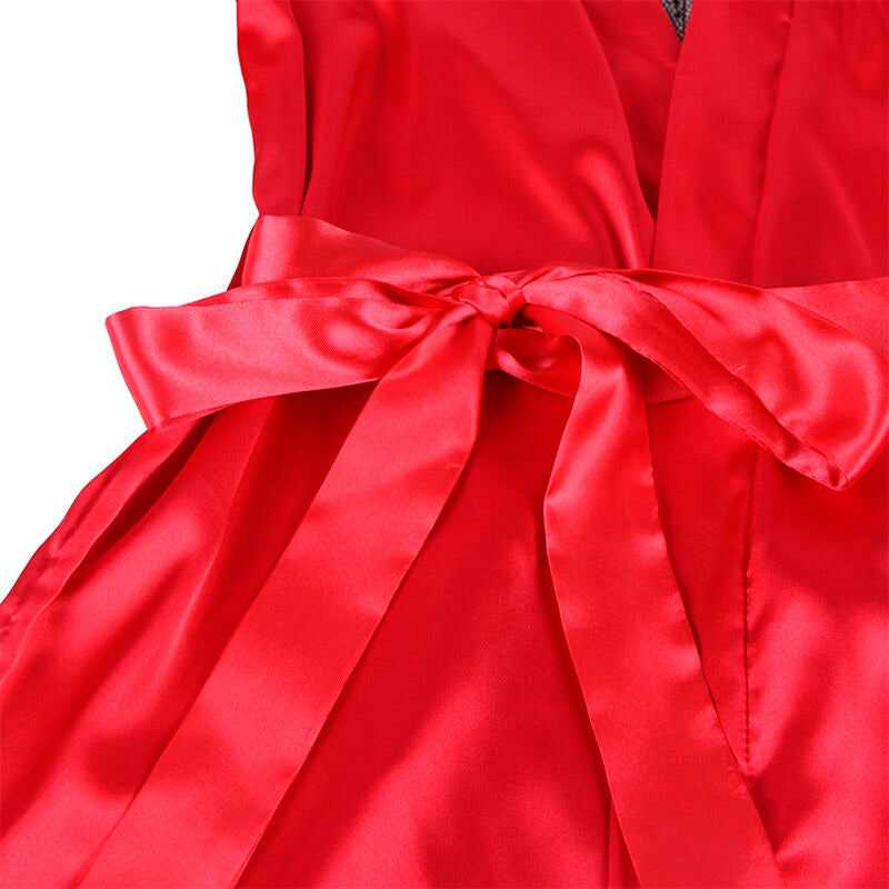 SUBBLIME - 954024 CARACO DOS TRANSPARENT EN DENTELLE + STRING ROUGE/NOIR L/XL - Sensualia