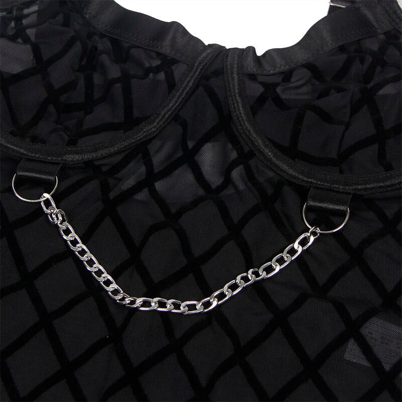 SUBBLIME - 954260 BODY AVEC CHAÎNES + PORTE-JARRETELLES NOIR S/M - Sensualia