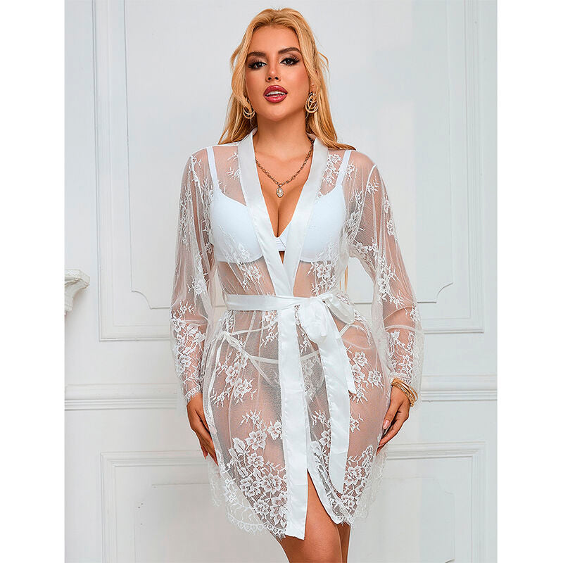 SUBBLIME - 954369 CHEMISE DE NUIT À MANCHES LONGUES À MOTIF FLORAL BLANC S/M - Sensualia