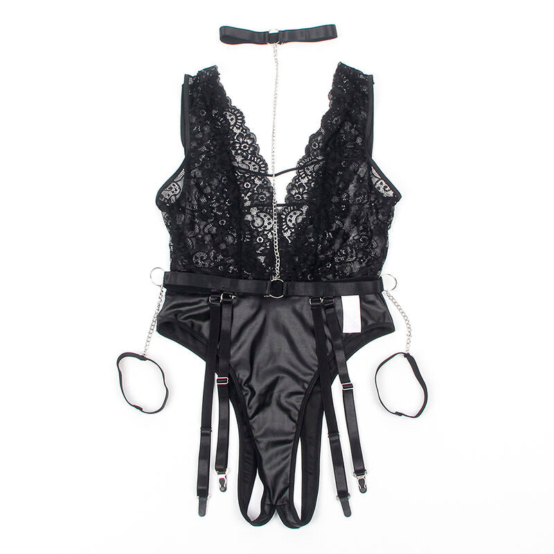 SUBBLIME - 954390 BODY SEXY AVEC PORTE-JARRETELLES NOIR L/XL - Sensualia