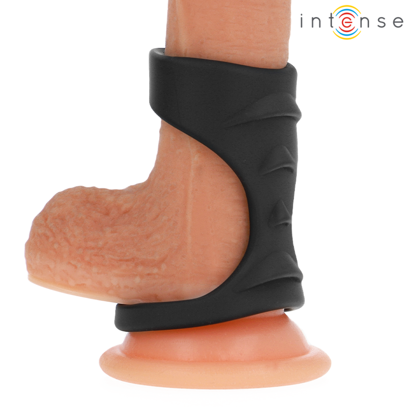INTENSE - THEO ANNEAU PÉNIS DOUBLE SILICONE NOIR MODÈLE 3 - Sensualia