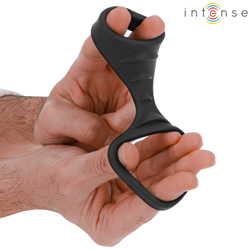 INTENSE - THEO ANNEAU PÉNIS DOUBLE SILICONE NOIR MODÈLE 3 - Sensualia