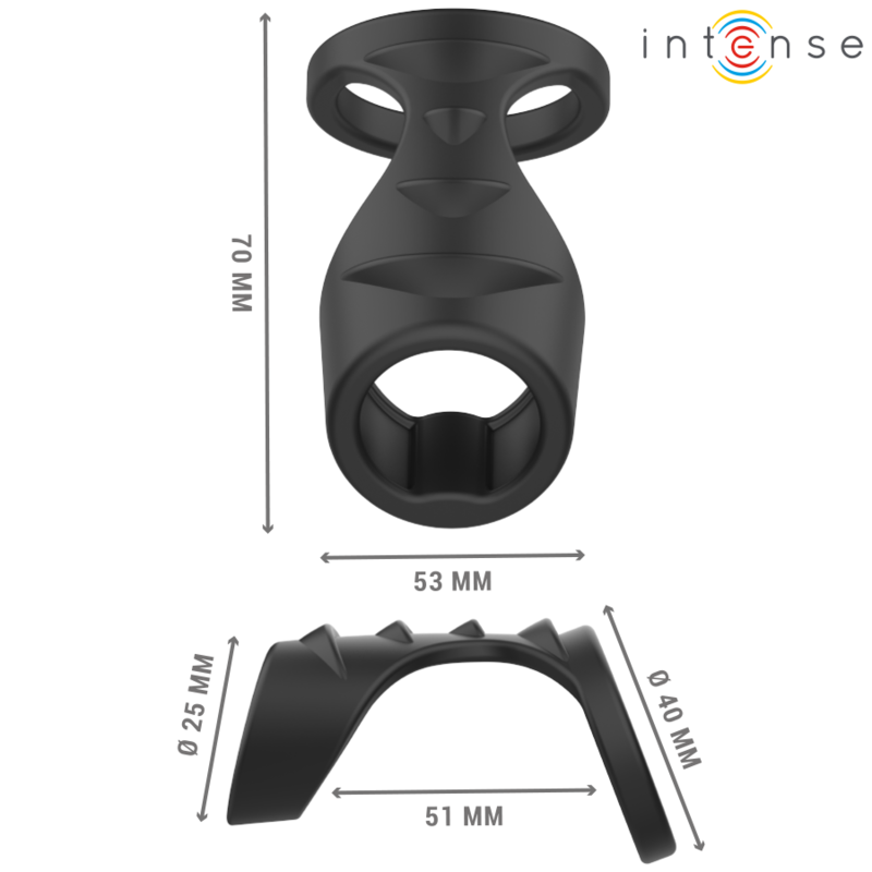 INTENSE - THEO ANNEAU PÉNIS DOUBLE SILICONE NOIR MODÈLE 3 - Sensualia