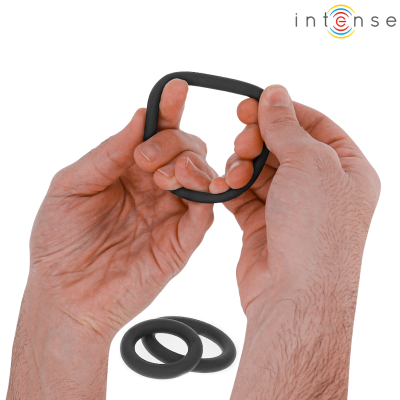 INTENSE - HUGH 3 ANNEAUX PÉNIS BASIQUES EN SILICONE NOIRS - Sensualia