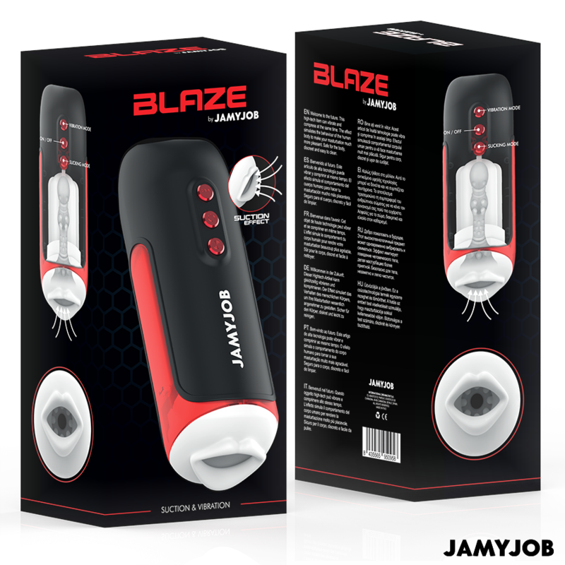 JAMYJOB - MASTURBATEUR BOUCHE AUTOMATIQUE BLAZE 5 MODES D'ASPIRATION ET DE VIBRATION - Sensualia