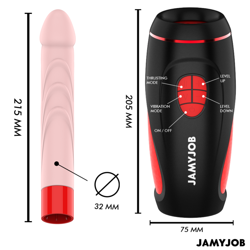 JAMYJOB - MASTURBATEUR AUTOMATIQUE PYSTON BASE AVEC DILDO À TÉLÉCOMMANDE - Sensualia
