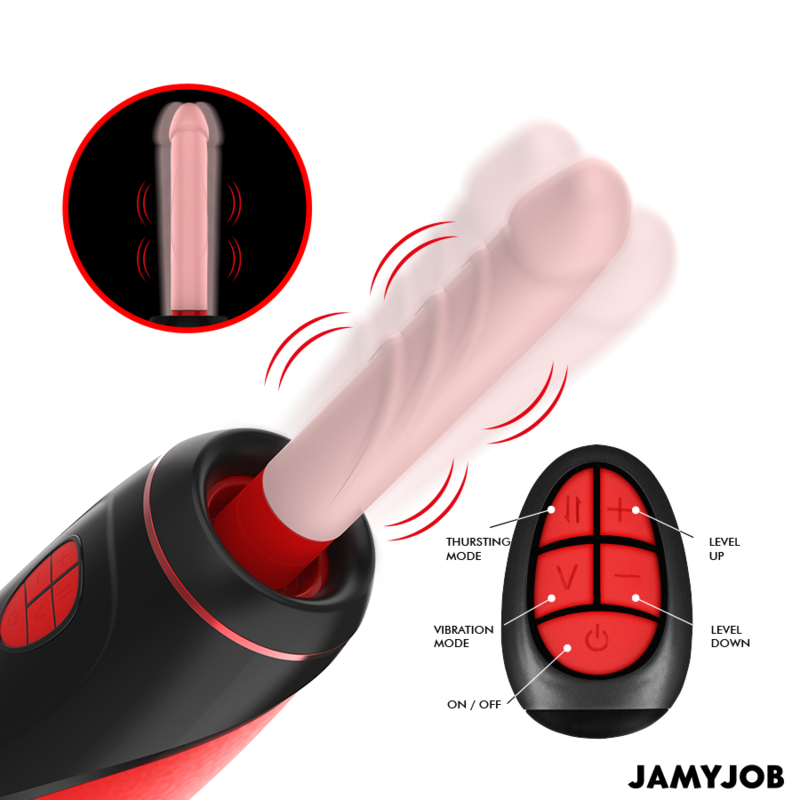 JAMYJOB - MASTURBATEUR AUTOMATIQUE PYSTON BASE AVEC DILDO À TÉLÉCOMMANDE - Sensualia