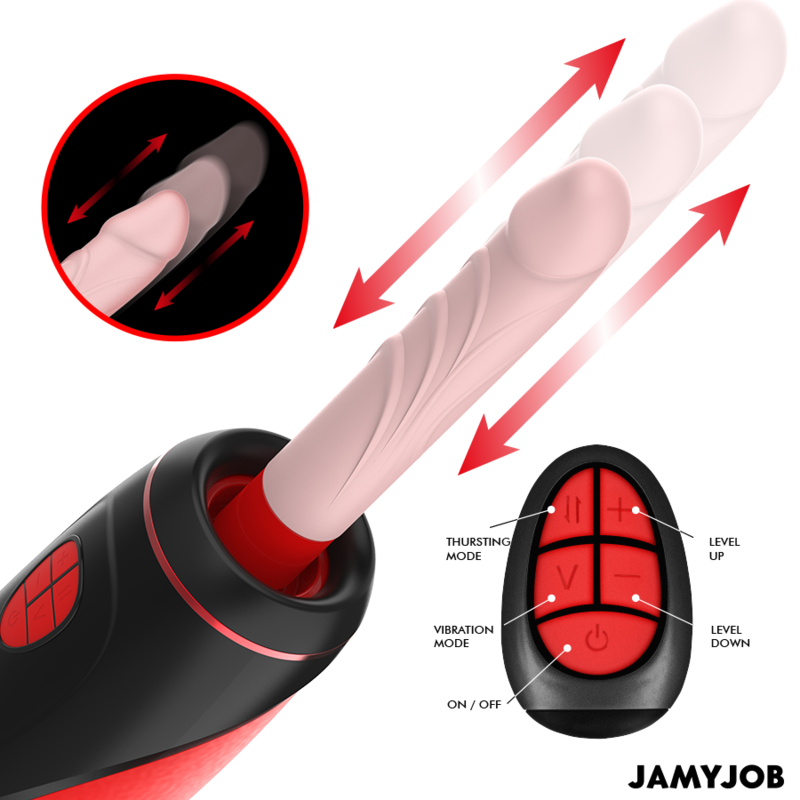 JAMYJOB - MASTURBATEUR AUTOMATIQUE PYSTON BASE AVEC DILDO À TÉLÉCOMMANDE - Sensualia