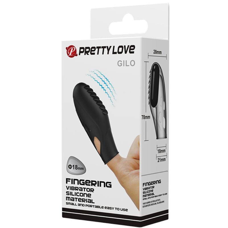 PRETTY LOVE - VIBRATEUR DOIGT EN SILICONE GILO NOIR - Sensualia