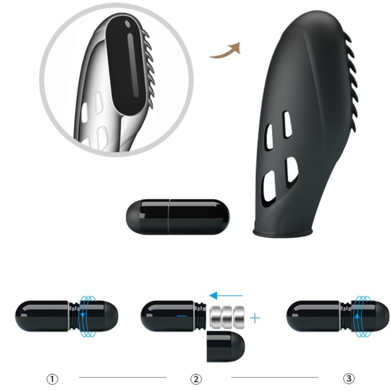 PRETTY LOVE - VIBRATEUR DOIGT EN SILICONE GILO NOIR - Sensualia