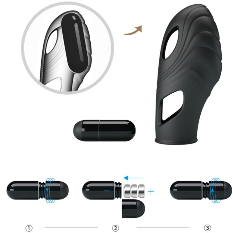 PRETTY LOVE - VIBRATEUR DE DOIGT EN SILICONE LICH NOIR - Sensualia