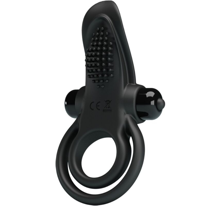 PRETTY LOVE - DOUBLE ANNEAU VIBRANT + STIMULATEUR DE CLITORIS 10 VIBRATIONS NOIR - Sensualia