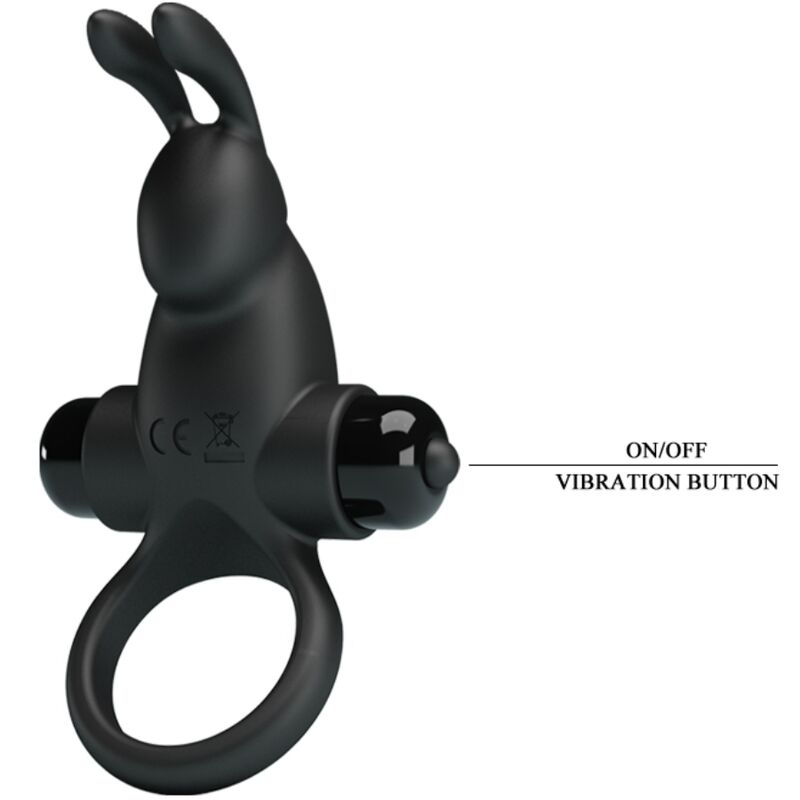 PRETTY LOVE - ANNEAU VIBRANT + STIMULATEUR DE CLITORIS RABBIT 10 VIBRATIONS NOIR - Sensualia