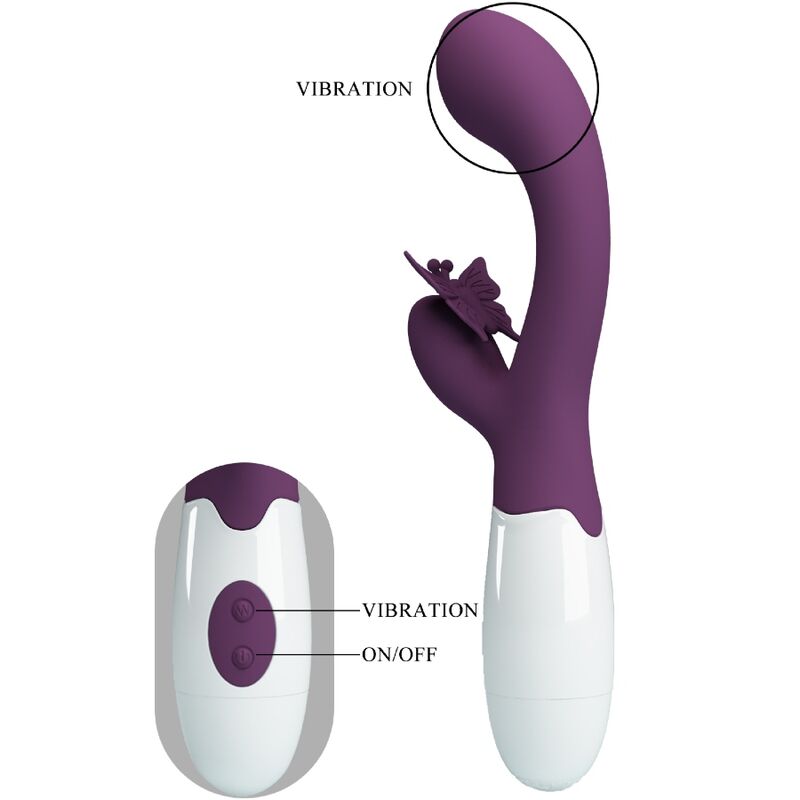 PRETTY LOVE - BUTTERFLY KISS VIBRATEUR RABBIT ET STIMULATEUR DE POINT G VIOLET - Sensualia