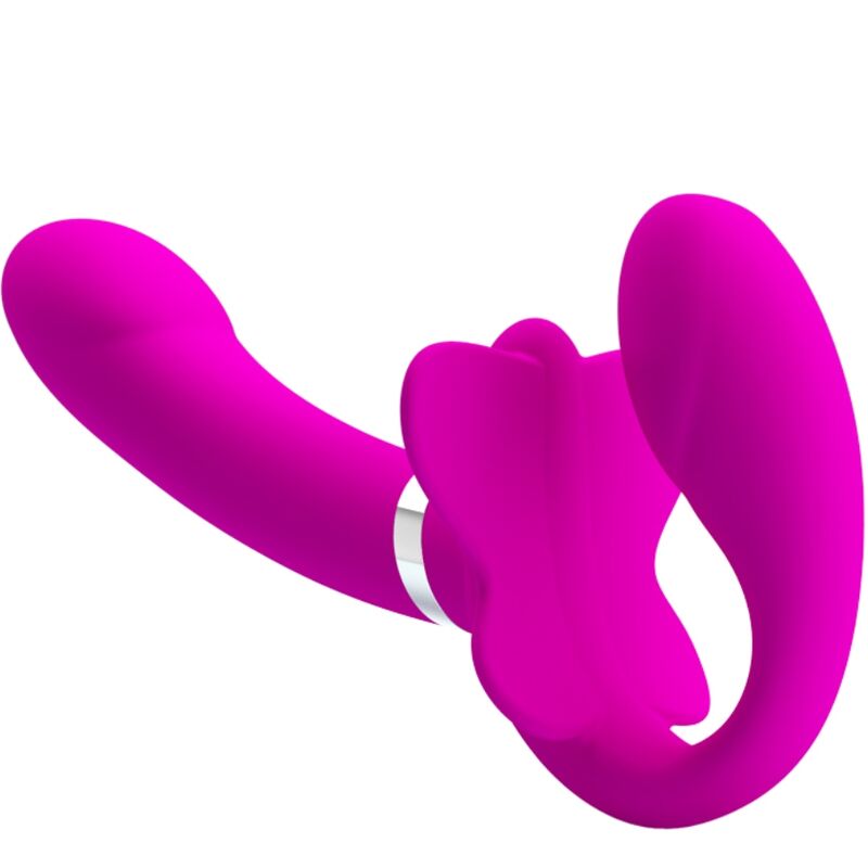 PRETTY LOVE - VIBRATEUR DOUBLE STRAP-ON VALERIE 12 VIBRATIONS VIOLET - Sensualia
