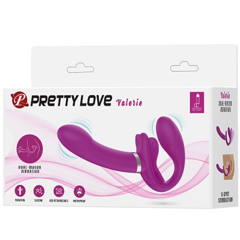 PRETTY LOVE - VIBRATEUR DOUBLE STRAP-ON VALERIE 12 VIBRATIONS VIOLET - Sensualia