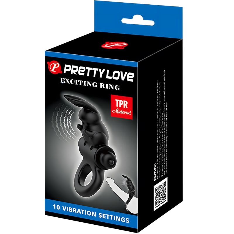 PRETTY LOVE - ANNEAU VIBRATEUR EXCITANT RABBIT 10 VIBRATIONS NOIR - Sensualia