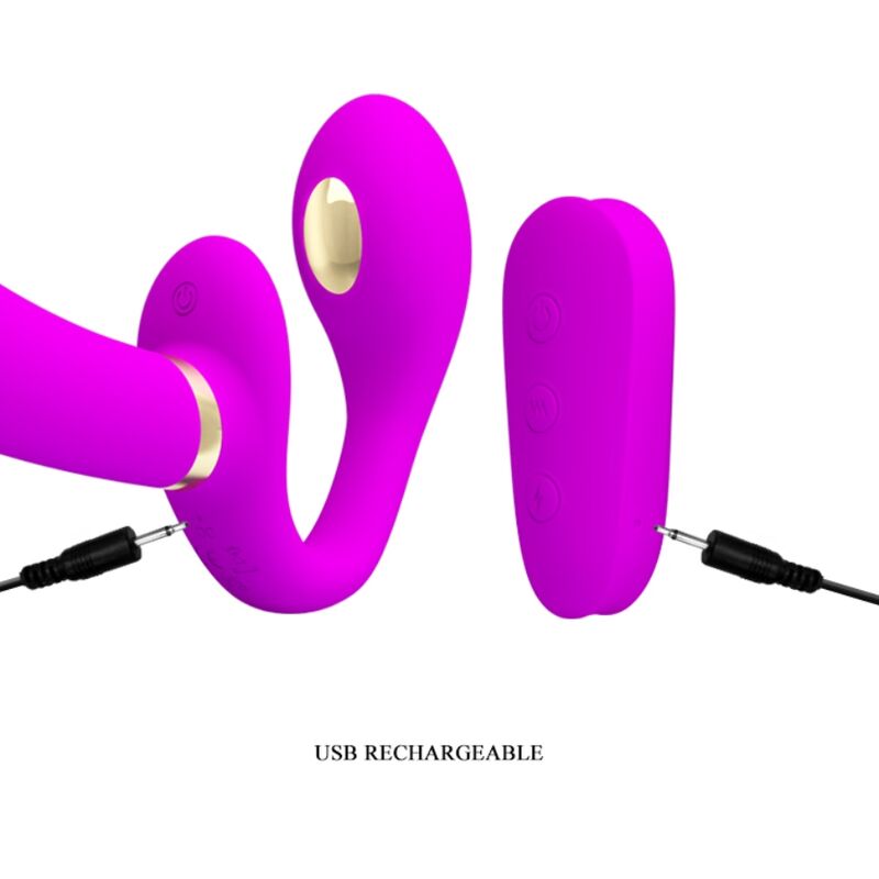 PRETTY LOVE - THUNDERBIRD DOUBLE VIBRATEUR STRAP-ON AVEC TÉLÉCOMMANDE VIOLET - Sensualia