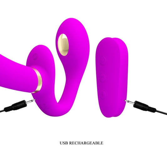 PRETTY LOVE - THUNDERBIRD DOUBLE VIBRATEUR STRAP-ON AVEC TÉLÉCOMMANDE VIOLET - Sensualia
