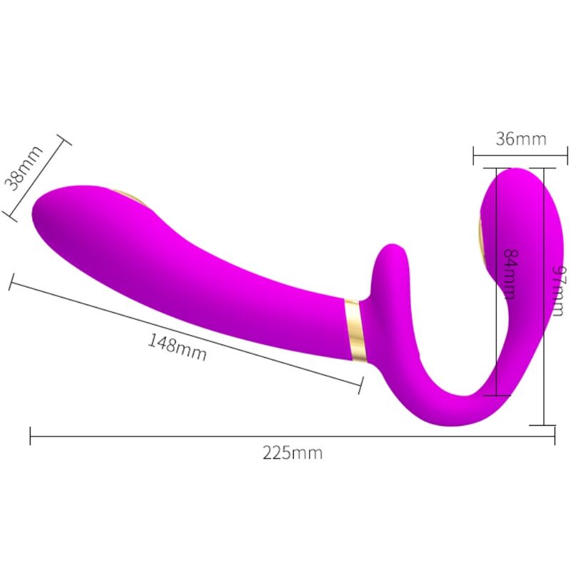 PRETTY LOVE - THUNDERBIRD DOUBLE VIBRATEUR STRAP-ON AVEC TÉLÉCOMMANDE VIOLET - Sensualia