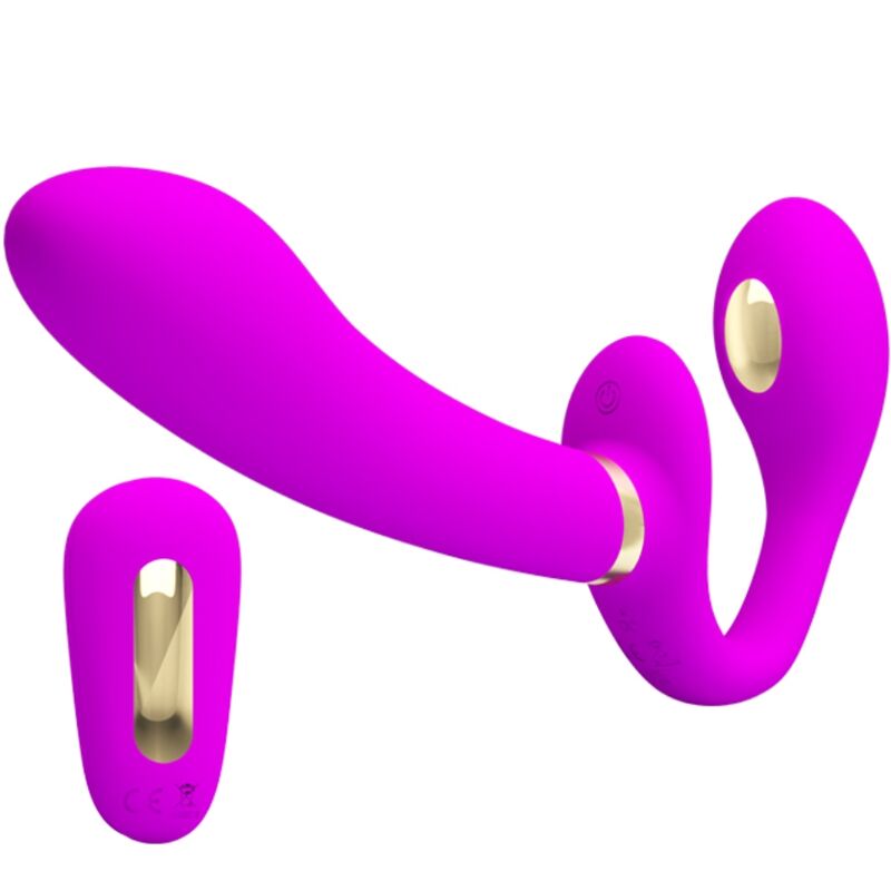 PRETTY LOVE - THUNDERBIRD DOUBLE VIBRATEUR STRAP-ON AVEC TÉLÉCOMMANDE VIOLET - Sensualia