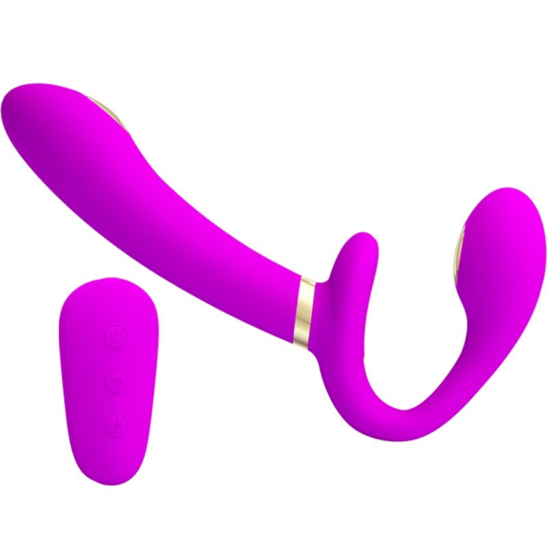 PRETTY LOVE - THUNDERBIRD DOUBLE VIBRATEUR STRAP-ON AVEC TÉLÉCOMMANDE VIOLET - Sensualia