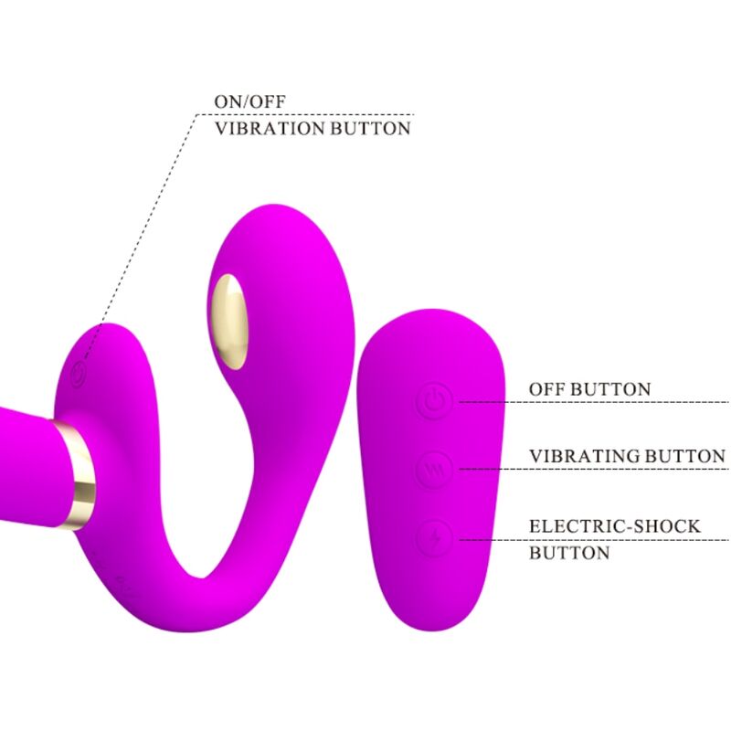 PRETTY LOVE - THUNDERBIRD DOUBLE VIBRATEUR STRAP-ON AVEC TÉLÉCOMMANDE VIOLET - Sensualia