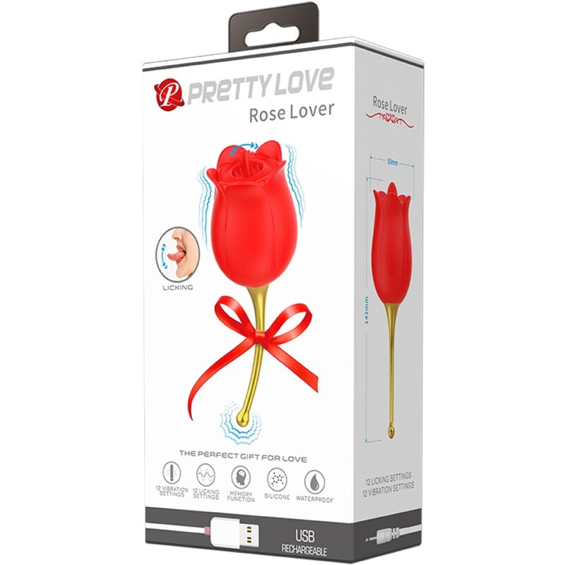 PRETTY LOVE - ROSE LOVER STIMULATEUR DE CLITORIS ROSE 12 VIBRATIONS ROUGE - Sensualia
