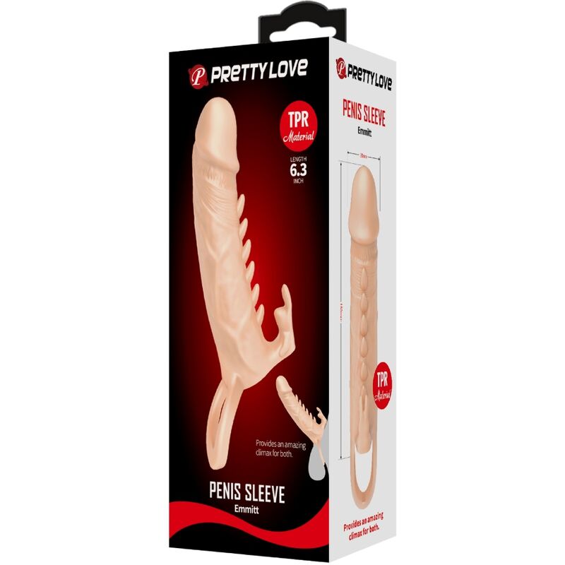 PRETTY LOVE - EMMIT MANCHON POUR PÉNIS + STIMULATEUR DE CLITORIS CHAIR - Sensualia