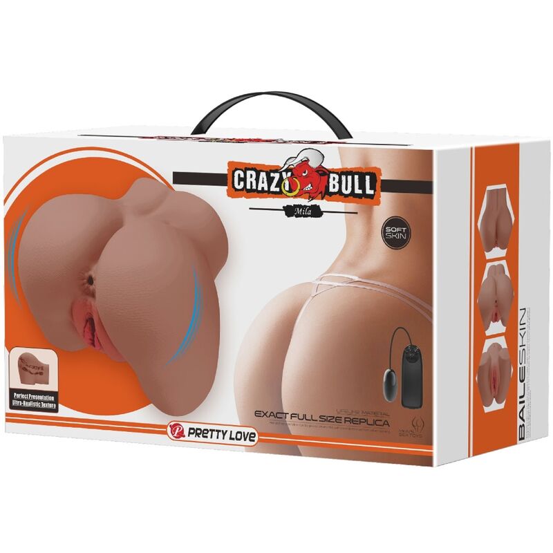 CRAZY BULL - MILA VIBRATEUR FESSE AVEC VAGIN ET ANUS RÉALISTES CONTRÔLE DE LA CHAIR À DISTANCE - Sensualia