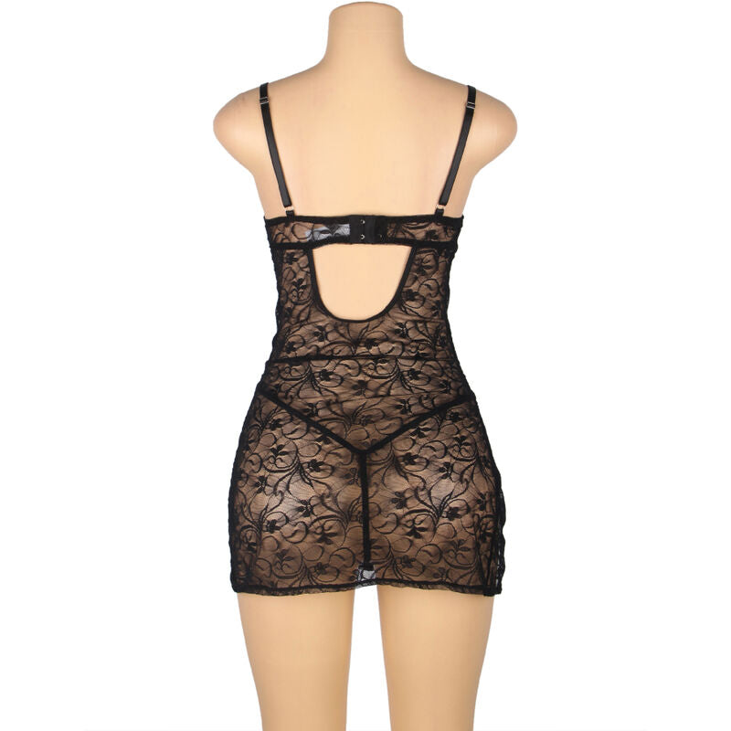 SUBBLIME - 954185 BABYDOLL EN DENTELLE À BRETELLES RÉGLABLES NOIRE S/M - Sensualia