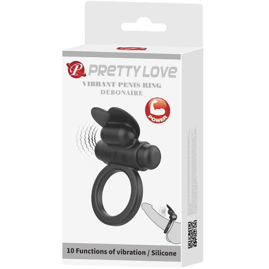PRETTY LOVE - BAGUE VIBRANTE DEBONAIRE LAPIN 10 VIBRATIONS NOIRE - Sensualia