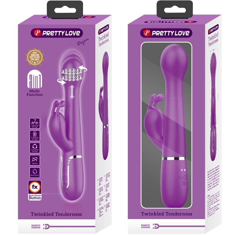 PRETTY LOVE - VIBRATEUR LAPIN MULTIFONCTION 3 EN 1 DEJON VIOLET - Sensualia