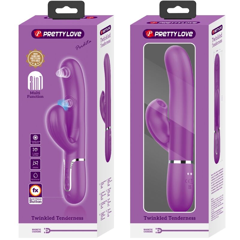 PRETTY LOVE - VIBRATEUR LAPIN MULTIFONCTION 3 EN 1 PERLITA VIOLET - Sensualia
