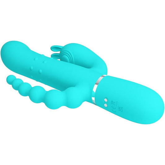 PRETTY LOVE - CAMMY 4 EN 1 VIBRATEUR MULTIFONCTION TRIPPLE RABBIT BLEU - Sensualia