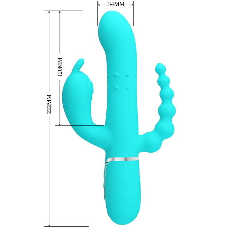 PRETTY LOVE - CAMMY 4 EN 1 VIBRATEUR MULTIFONCTION TRIPPLE RABBIT BLEU - Sensualia