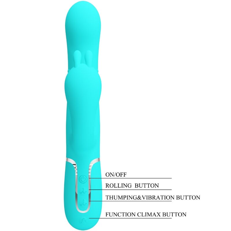 PRETTY LOVE - CAMMY 4 EN 1 VIBRATEUR MULTIFONCTION TRIPPLE RABBIT BLEU - Sensualia
