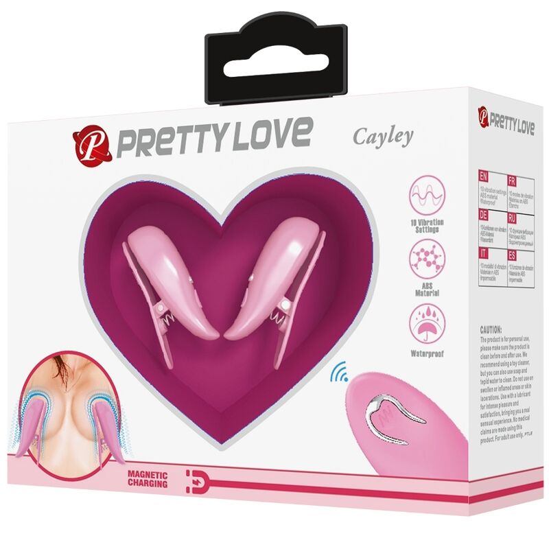 PRETTY LOVE - PINCES À TÉTONS CAILEY 10 VIBRATIONS TÉLÉCOMMANDE ROSE - Sensualia