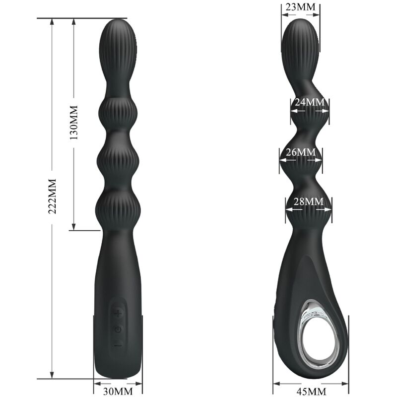 PRETTY LOVE - VIBRATEUR ANAL FEDERER 12 VIBRATIONS NOIR - Sensualia