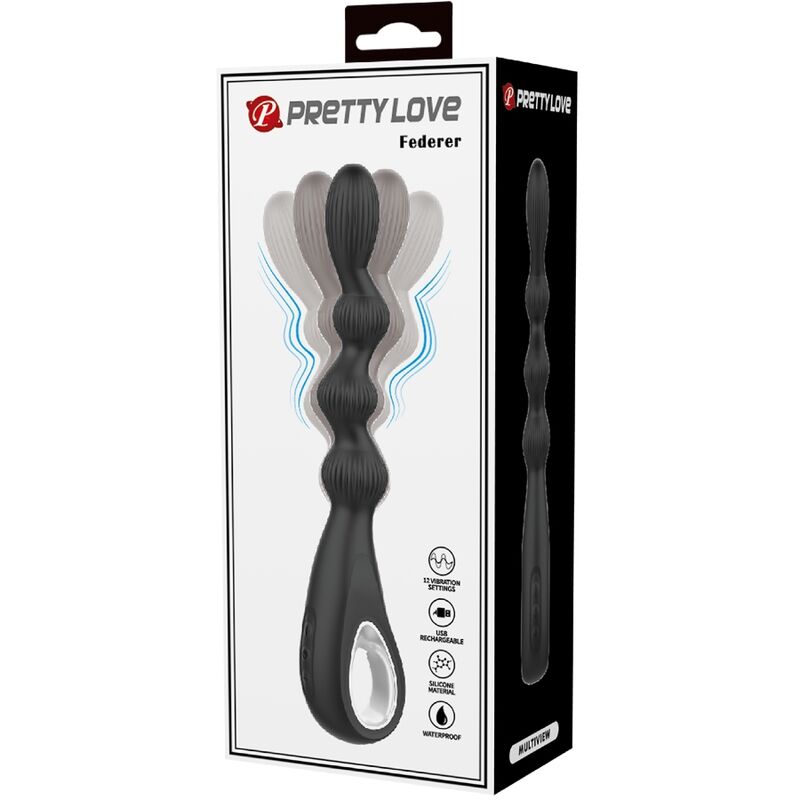 PRETTY LOVE - VIBRATEUR ANAL FEDERER 12 VIBRATIONS NOIR - Sensualia