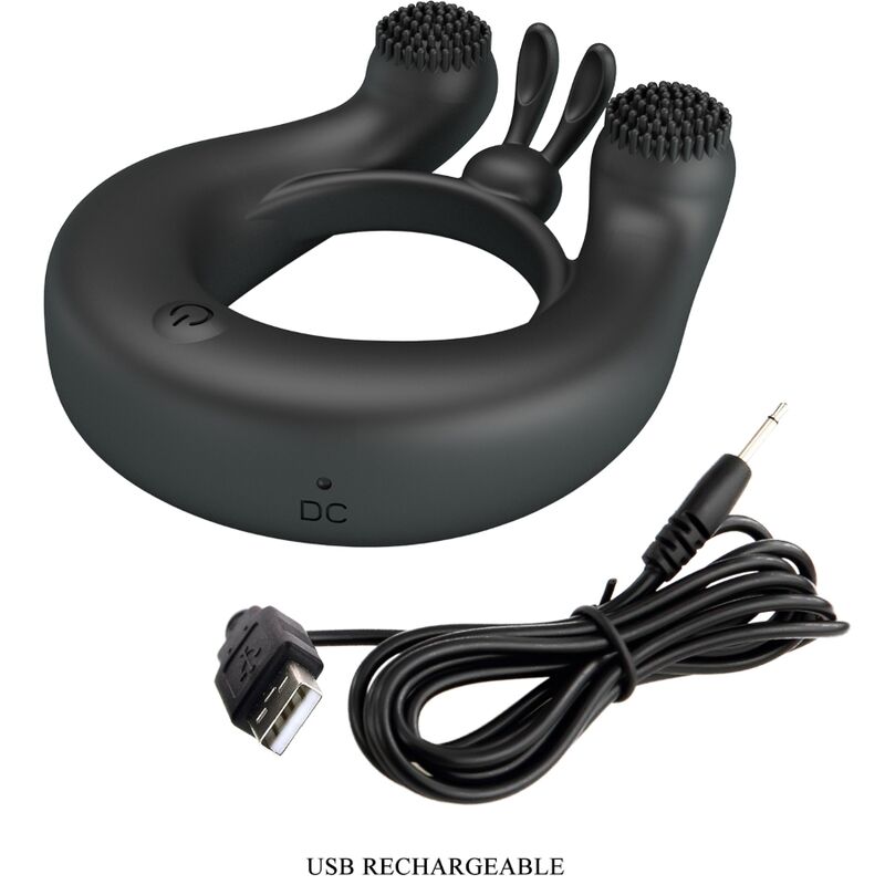 PRETTY LOVE - ANNEAU VIBRANT DAHLIA + STIMULATEUR DE CLITORIS 12 VIBRATIONS NOIR - Sensualia