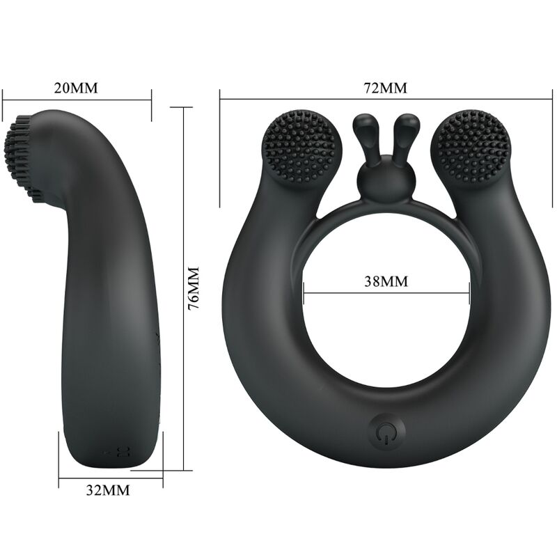 PRETTY LOVE - ANNEAU VIBRANT DAHLIA + STIMULATEUR DE CLITORIS 12 VIBRATIONS NOIR - Sensualia