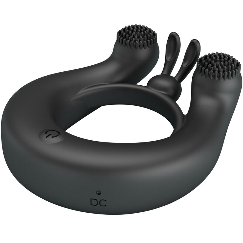 PRETTY LOVE - ANNEAU VIBRANT DAHLIA + STIMULATEUR DE CLITORIS 12 VIBRATIONS NOIR - Sensualia